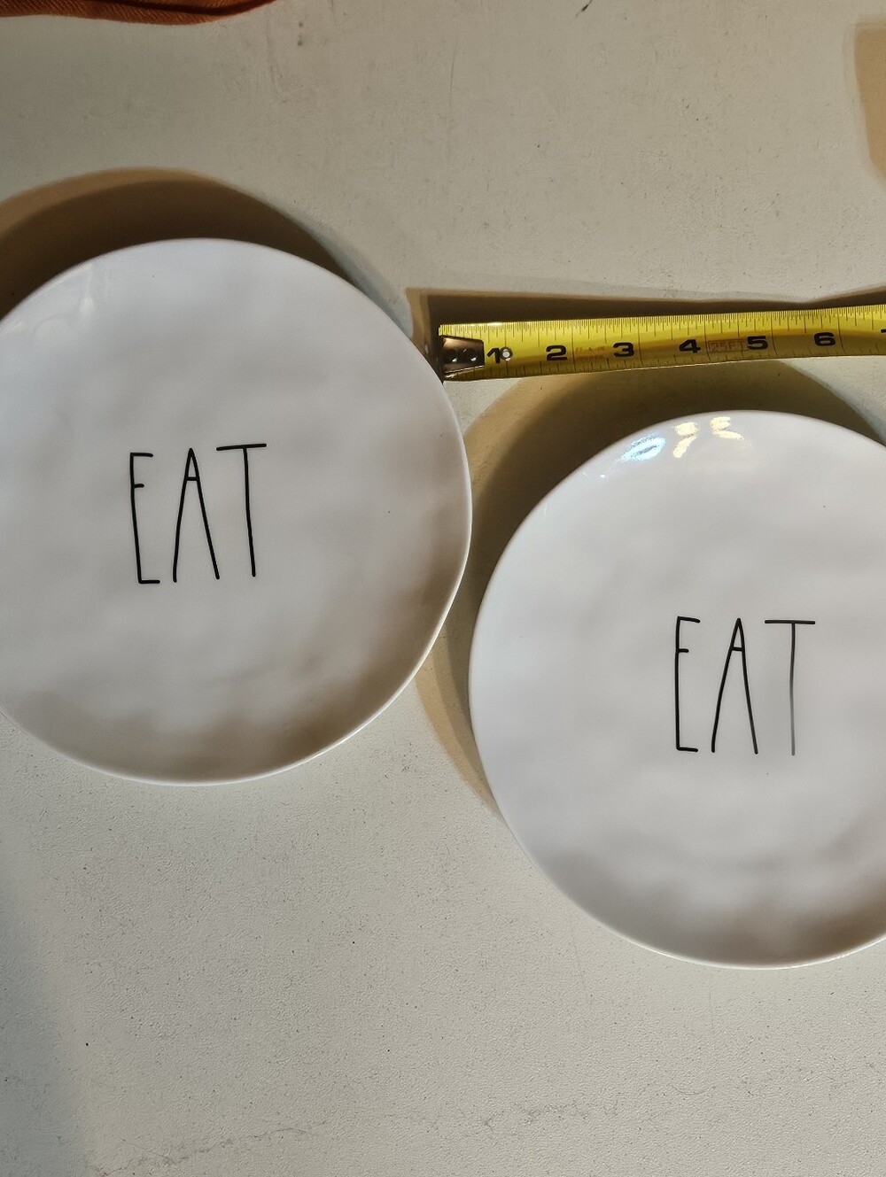 Rae Dunn White Melamine 'EAT' Plates - Set of 2